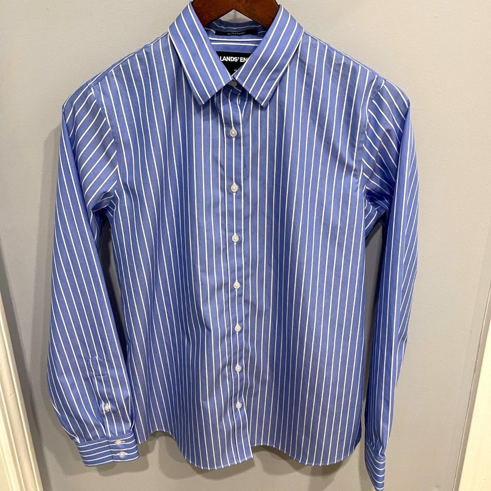 Women's Land's End 100% Cotton Iron-Free Oxford Button Up Shirt (4)